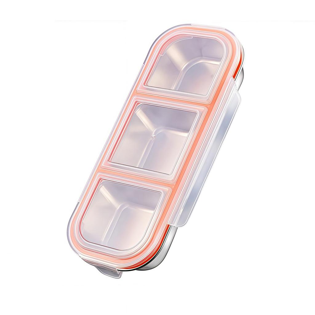 3 Compartment Lunch Box Stainless Steel Snack Container