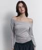 Peullijeunopallou Marcia Unbal Drape Long Sleeve Top (Silver Grey)