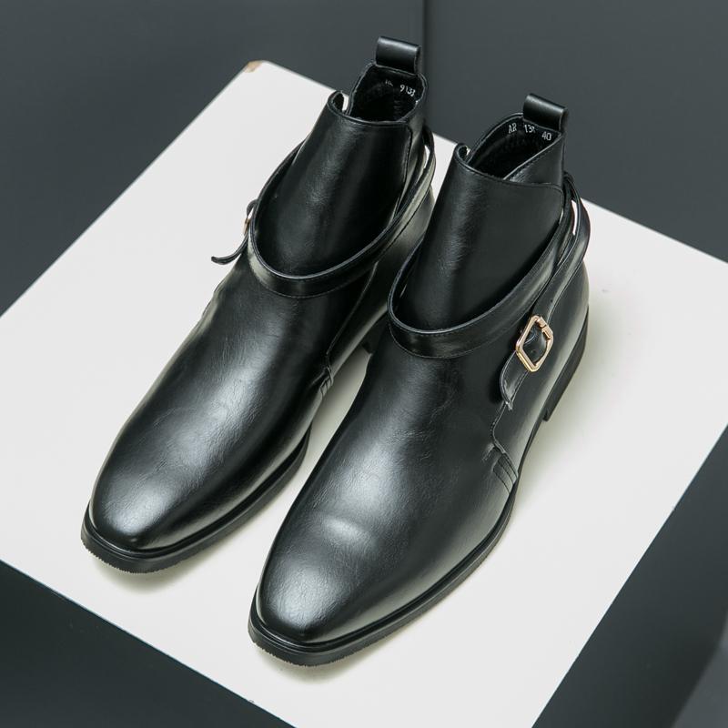 Neue Italienischer Stil Lederstiefel Mode Mid-Calf Stiefel Stiefeletten Herrenstiefel Luxus Designer Schuhe Spitze Zehenpartie Büroschuhe Echt