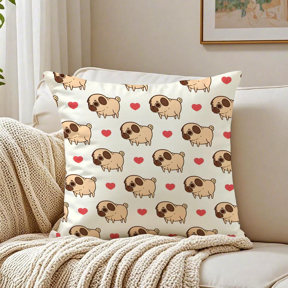 NICE CUTE Pug Dog Cushion Cover Pillowcase Antidustmite Living Room Sofa Decor Cushion Room