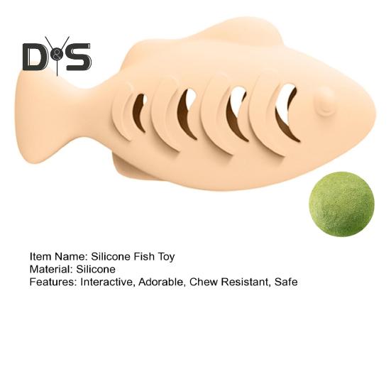Silikonová ryba hračka pro kočky s kuličkami šanty kočičí, odolná proti kousání, hračka na čištění zubů pro kočky žijící v bytě, interaktivní rybí panenka pro zmírnění nudy