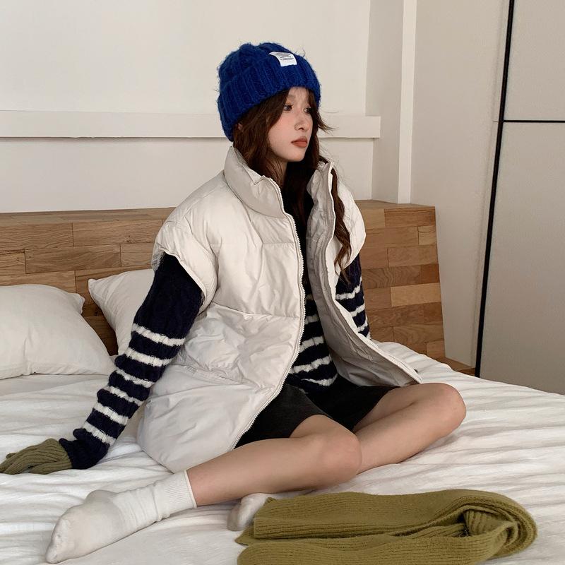 Down Cotton Vest Women's Autumn and Winter New Loose Cotton Vest Solid Color Vest Jacket