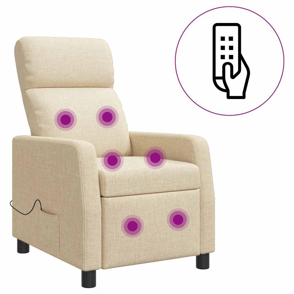 Massage Recliner Cream Fabric