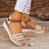 Women's Braided Casual Sandals Buckle Strap Platform Wedge Sandles for Women 2026 Summer Light Non Slip Walking
