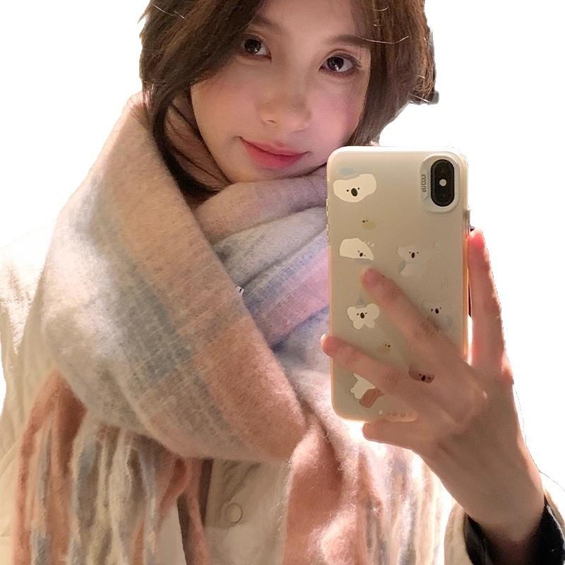 Scarf women's winter new Maillard atmosphere Korean imitation cashmere warm scarf extended shawl dual-purpose