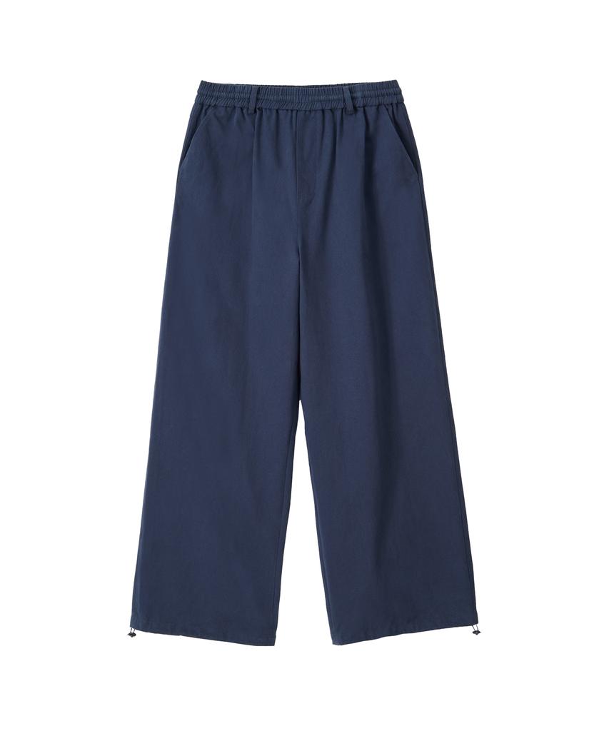 Uallong Essential Twill String Banding Wide Pants- Navy