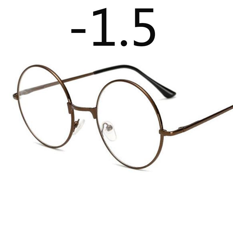 Round Glasses Woman Men Glasses Retro Myopia Optical Metal Frames Clear Lens Black Silver Gold Eyeglasses -1.0 -1.5 -2.0 To -4.0
