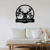 Stylish Black Iron Deer Family Name Plaque   Customizable Metal Wall Art for Home Indoor Outdoor