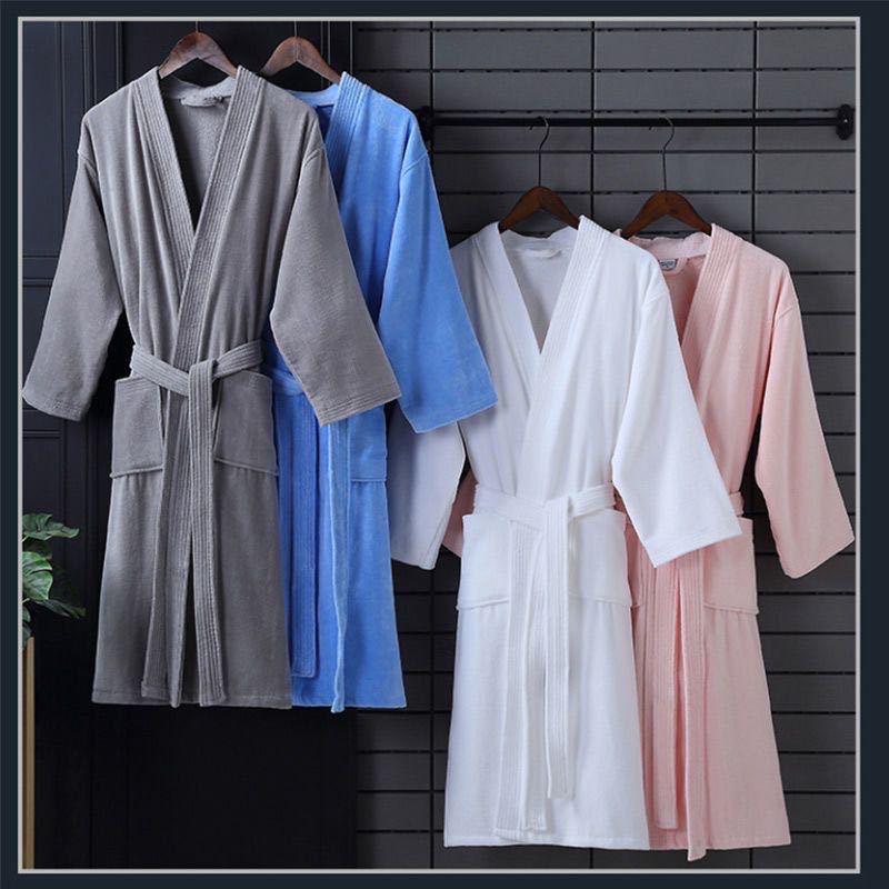 Unisex Long Pure Cotton Terry Bathrobe – Absorbent, Quick-Dry, Thickened for Men and Women.