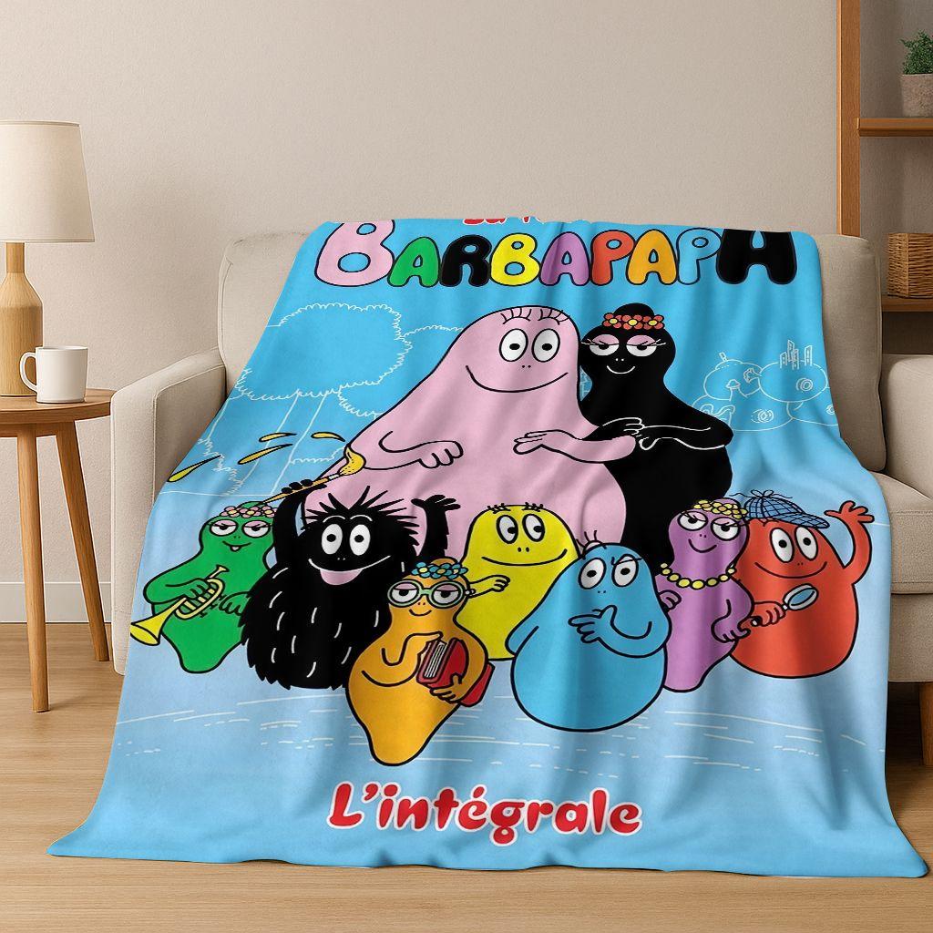 Cartoon Les Barbapapa Barbamama Family 3D Flannel Blanket,Warm and Cozy Soft Throw Blanket for Home Bedroom Bed Sofa Cover Kids