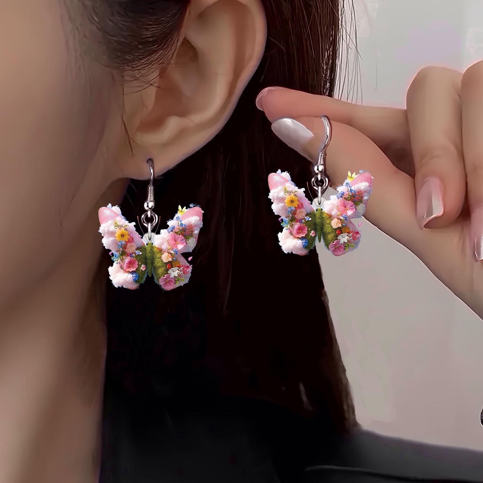 

Серьги-бабочки-цветки разноцветный