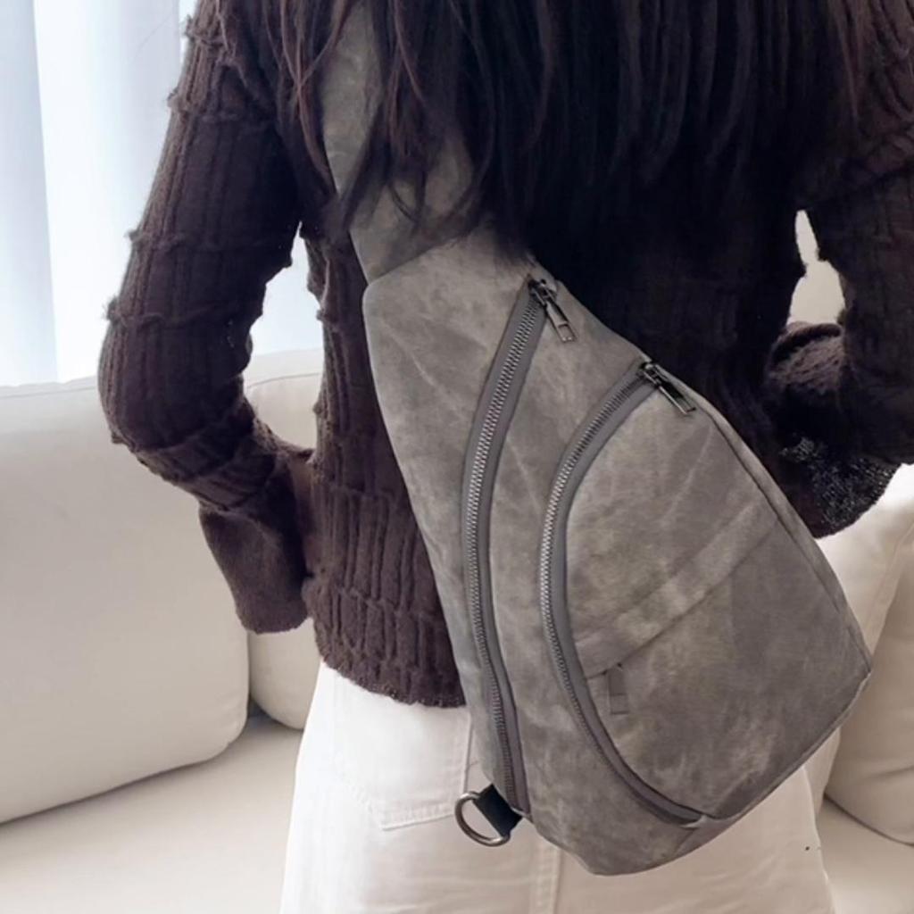 Soft Leather Chest Bag Outdoor Crossbody Bag Vintage Women's Shoulder Bag
