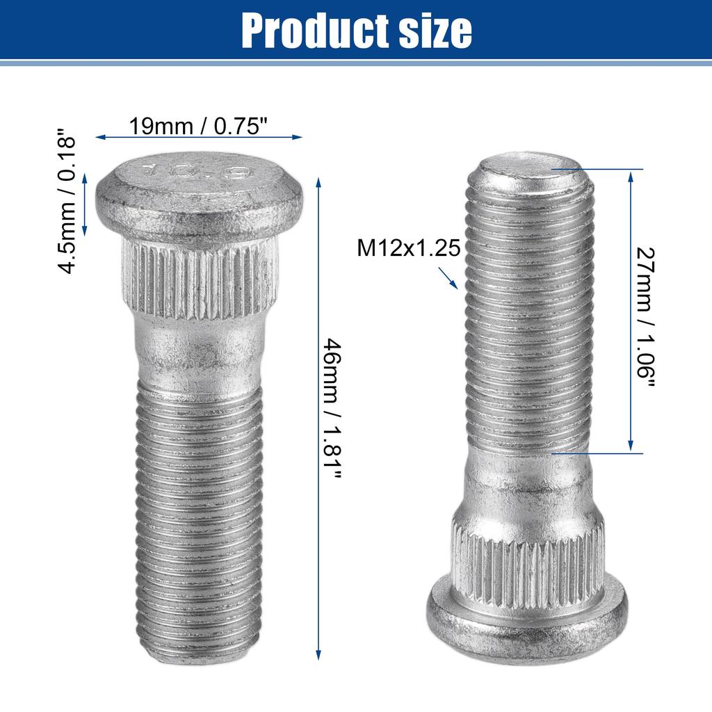 ACROPIX Front or Rear Wheel Lug Studs for M12x1.25 In-finiti, FX35, Fits 2003 2012,
