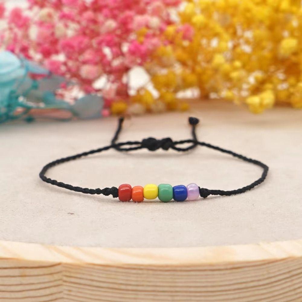 2Pcs Candy Color Rainbow Heart Bracelet Adjustable Friendship Braided Bracelet  Lovers
