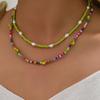 Colorful Smiley Face Layered Beaded Necklace for Women