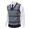 Men Thickened Fleece Plaid Loose Pullover Sleeveless Knit Sweater Vest