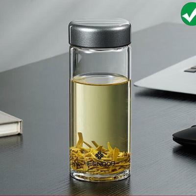 HEENOOR Portable High Borosilicate Glass Water Bottle
