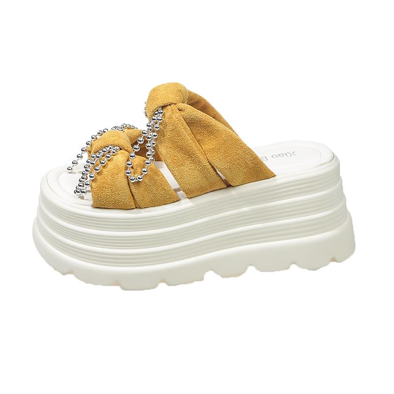 Fashion High Platform Sandals New 2025 Women Thick Sole Slippers Woman Chunky Shoes Summer Casual Beach Bead Slides Zapatos Mujer 8CM