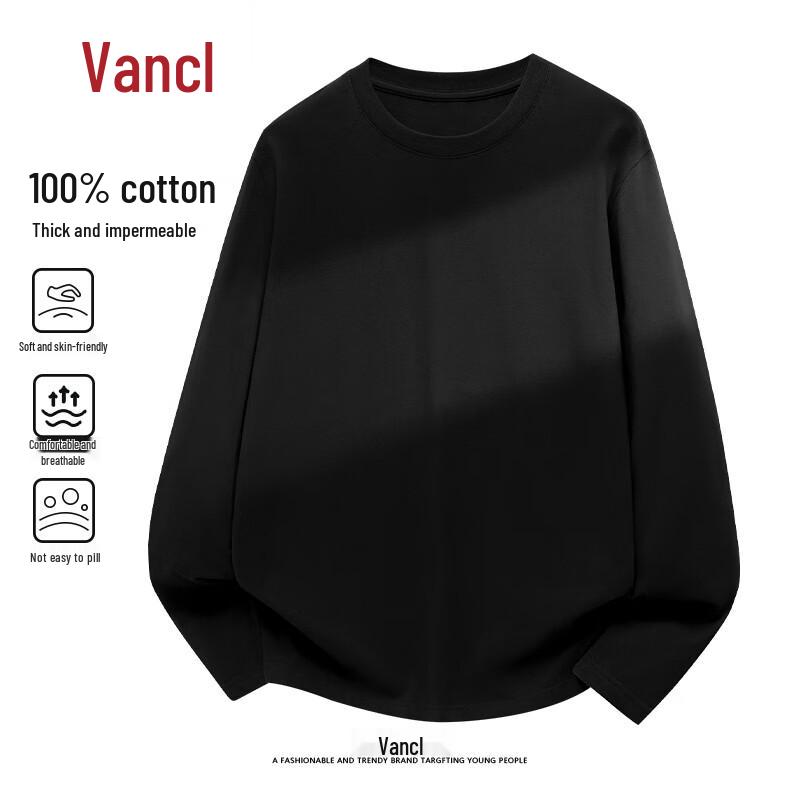 VANCL Men's Pure Cotton Long-Sleeve Round Neck T-Shirt