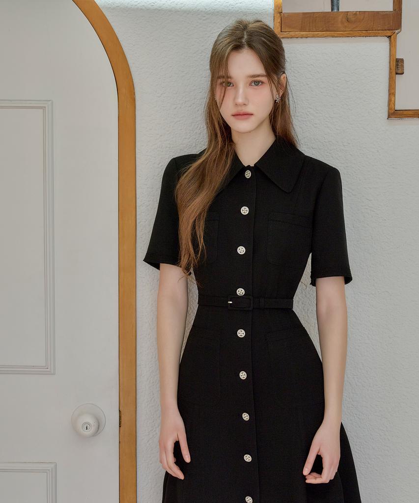 Julie And Kara 26Ss Calla133 Shebigins Maya Tweed Dress Black