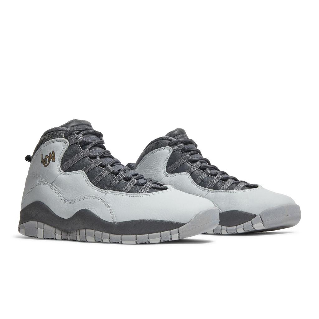 Air Jordan 10 Retro 'London' (Unisex) Pure Platinum / Metallic Gold-Dark Grey Vintage Basketball Shoes 310805 004