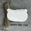50pcs Blank Kraft Paper Tags Garment Tag Bear Head Shape Gift Tag DIY Price Label Cards with Rope