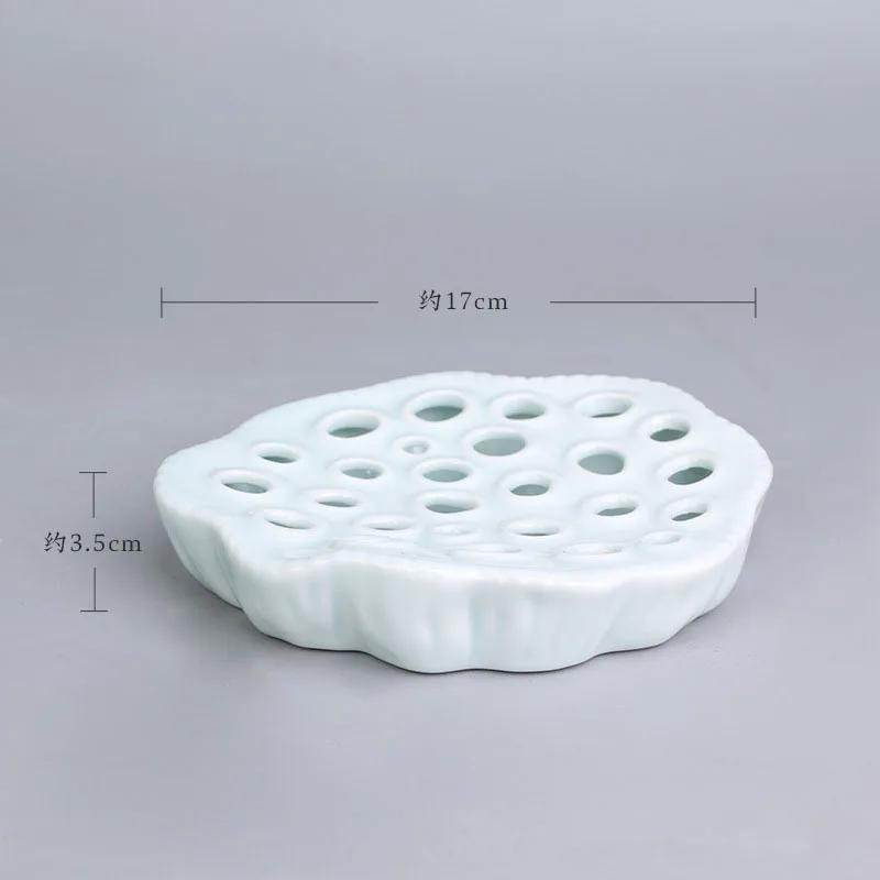 Japanese Style Ikebana Holder Ceramic Lotus Shape Ikebana Flower Arrangement Vase Tea Table Zen Kenzan Flower Art Fixed Tool