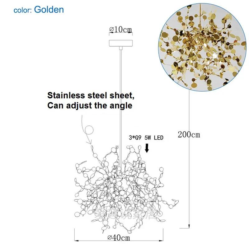 Modern Restaurant Chandelier Stainless Steel Lighting Fixtures Luxury LED Chandelier Coffee Shop Decoration Home Appliance