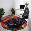 1pc Rainbow Rose Office Round Area Rug,  Mat Suitable ForOffice, Under Office Chairs Bedroom Living Room Home Decor, Room Deco