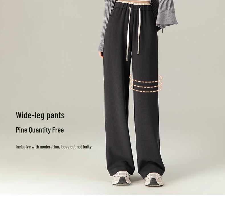 Xinge Women's Tencel Acetate Sweatpants - High Waist, Wide Leg, Straight, Loose Fit, Autumn Casual Style.