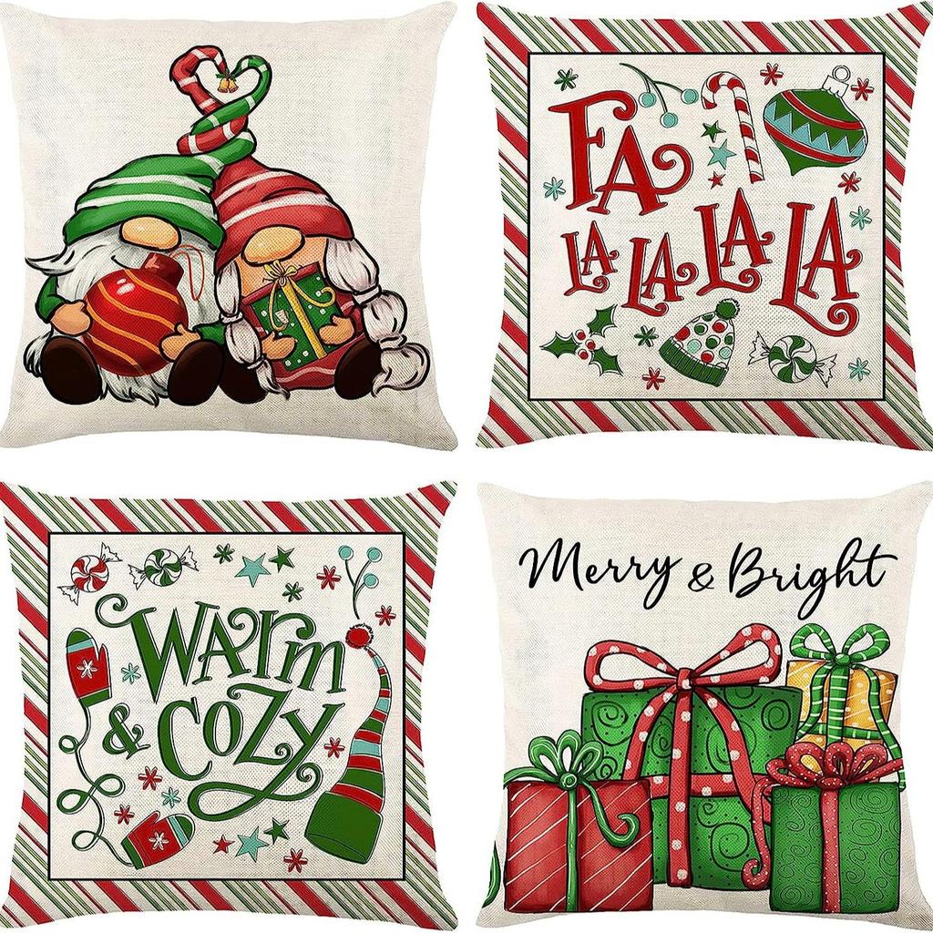 New Christmas Combination Pillowcase Christmas Hat Bell Dwarf Pillowcase Home Holiday Decoration Cushion Cover