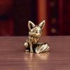 Creative Brass Small Retro Fox Shape Ornament, Micro Landscape Tea Pet Indoor Desktop Decorations, Metal Crafts Accessories, 1Pc