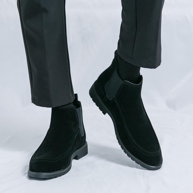 Herren Vintage Mode Chelsea Boots Veloursleder Einstiegsstiefel Spitz Business Herren Walking Kurzstiefel Größe 38-46 Herrenstiefel