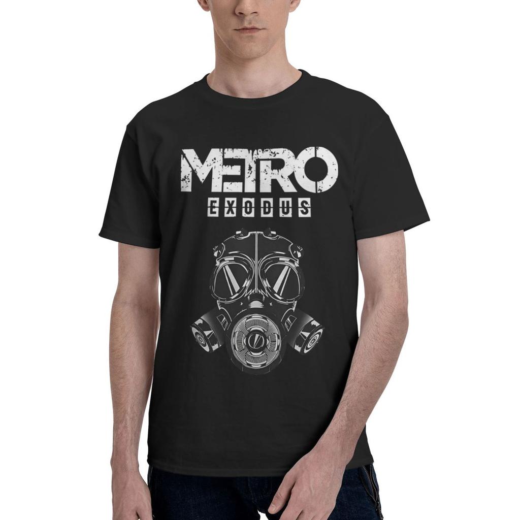 Metro Exodus Gas Mask Print 100 Cotton Casual Breathable Confortable Manga High End Mens Clothing Clothes Men