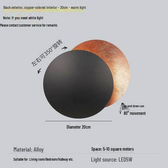 Nordic Luxury Moon Wall Lamp - Italian Designer Eclipse for Bedroom & Staircase