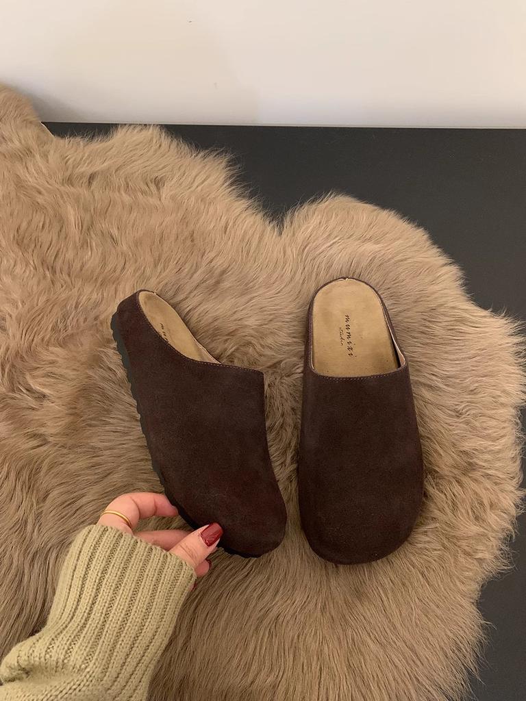 Large size Birkenstock shoes bag head half slippers women's summer wear 2025 spring and autumn new soft sole retro ugly Boken half to