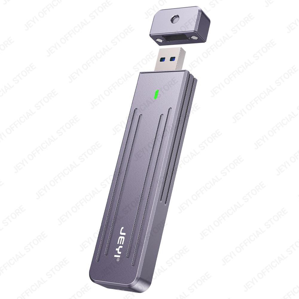 JEYI Direct-attach M.2 NVMe Enclosure, USB-C Plug USB 3.2 10Gbps In-line Aluminum 2242 2280 SSD Case With Magnet Protective Case