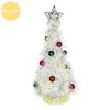 Metallic Tinsel Christmas Tree Light-up Foil Fringe Christmas Tree with Ball Ornaments for Holiday Home Office Tabletop Decoration