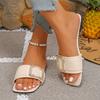 Women Slippers Luxury Designer Sandals Summer Square Root Flat Shoes One-word Buckle Slippers Lightweight Slides Women