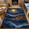 1PC Lighthouse and Dreamy Moonlight Pattern Rug Carpets for Bedroom Living Room Sofa Mat Creative Door Mat Cloakroom Home Decor