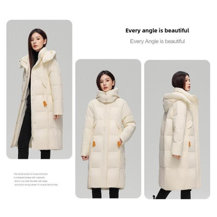 Women Winter Down Jacket Korean Style Loose Long Hooded Warm Coat