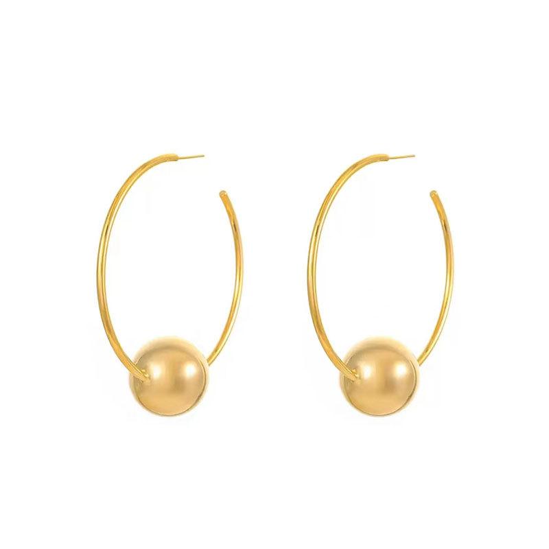 Exaggerated Metal Ball Large Earrings Earrings, High-End Silver Needle Earrings, Simple And Cold Wind Earrings, Jewelry