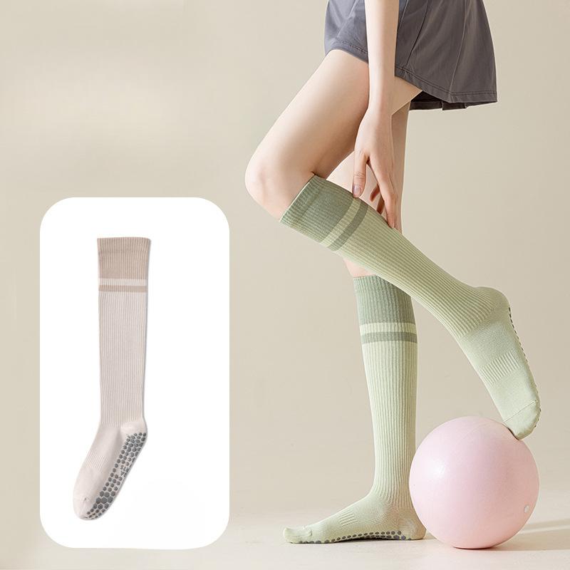 Women's Spring and Autumn Yoga Fitness Pilates Exercise Color Blocked Anti Slip Calf Socks