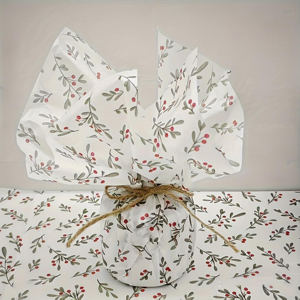 30pcs/10pcs Holly, Berry Thin Paper, Wax-Coated Gift Wrapping, Party Favor Packaging for Christmas, Thanksgiving, Birthdays