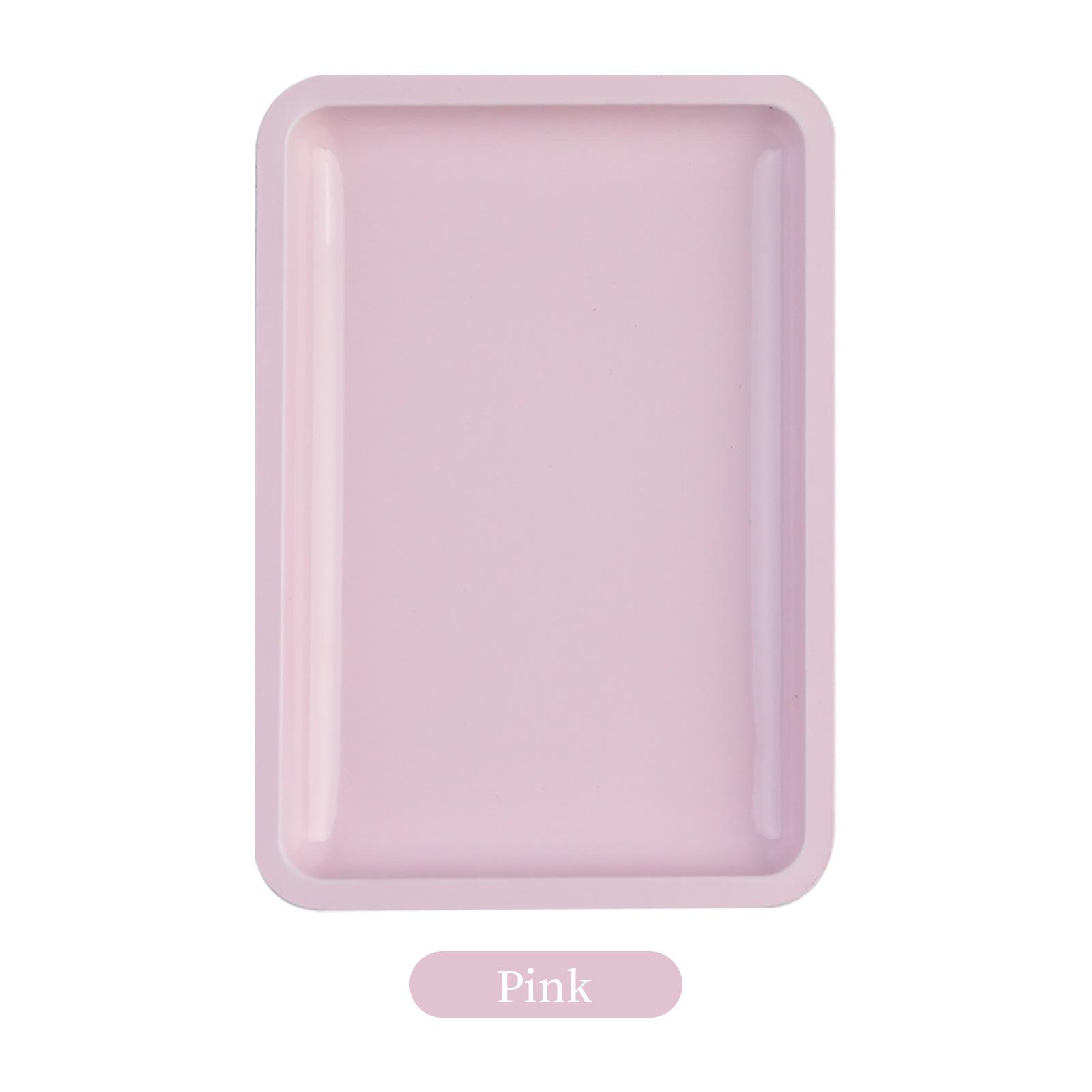 

1 шт. Квадратный поднос для хранения косметики из нержавеющей стали, тарелка для маникюра и нейл-арта, контейнер для пинцетов, кусачек, ручек, подставка для накладных ногтей, инструменты розовый