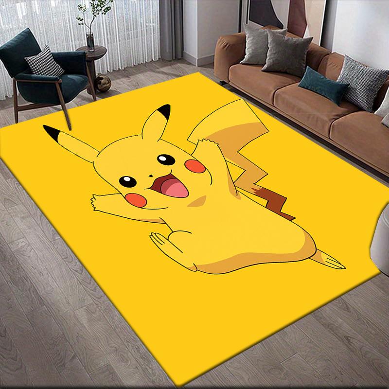 Pikachu Square Area Rug, Non-Slip Floor Mat for Home Office, Perfect Gift for Pikachu Fans.chl