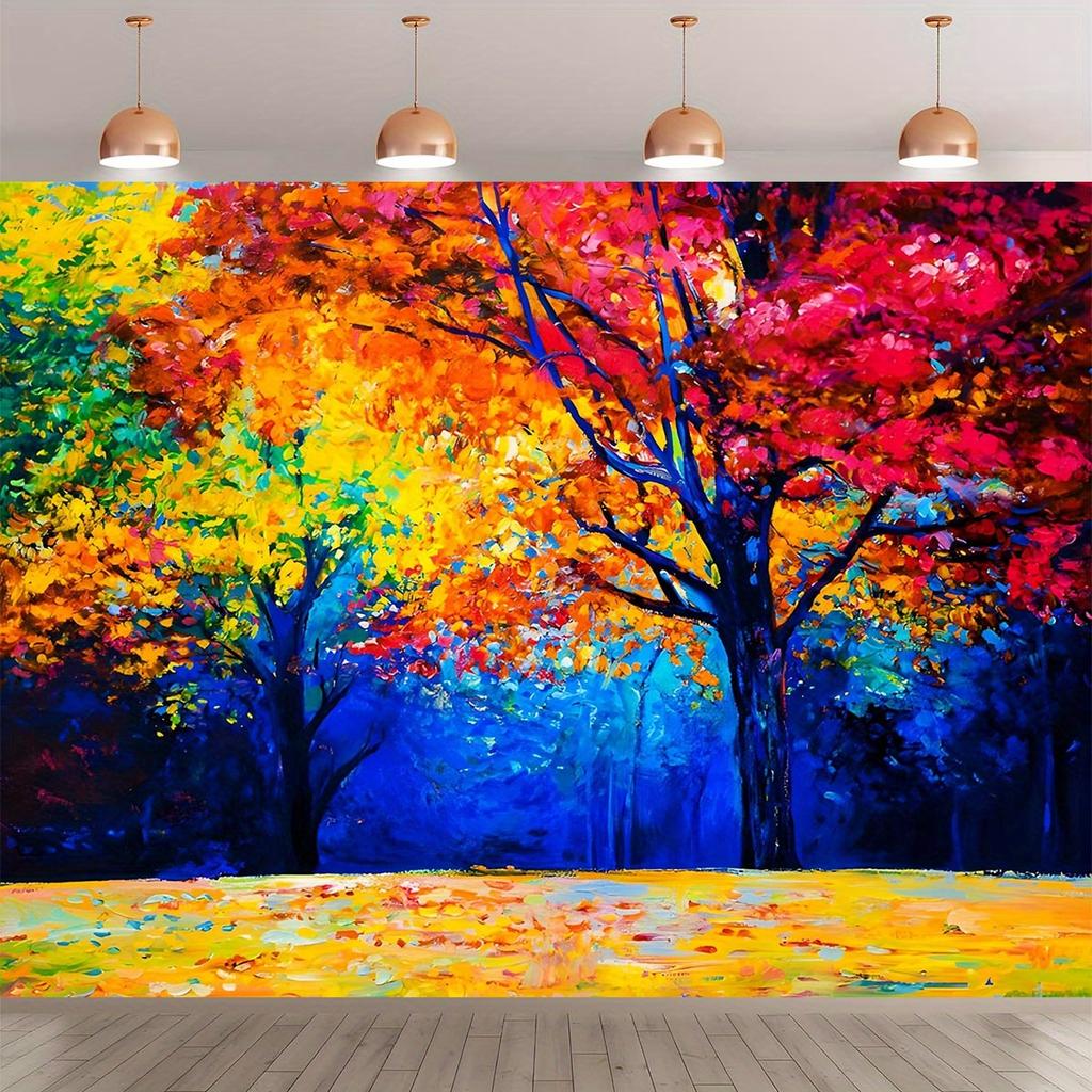2D Plane 1 Piece of Autumn-themed Oil Painting Background Banner Suitable for Party Decoration and Birthday Celebration