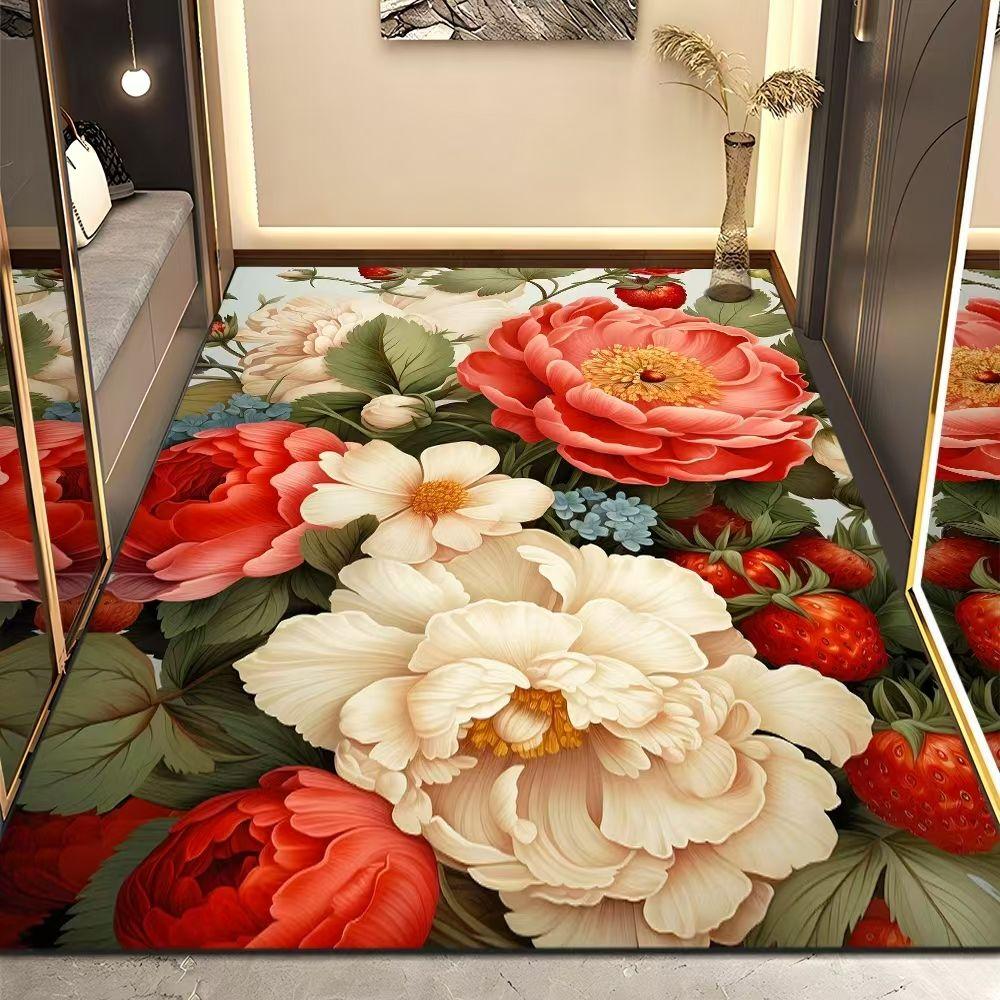 3D Carpet Peony Flower Printed for Living Room Bedroom Rugs Carpets Study Floor Mat