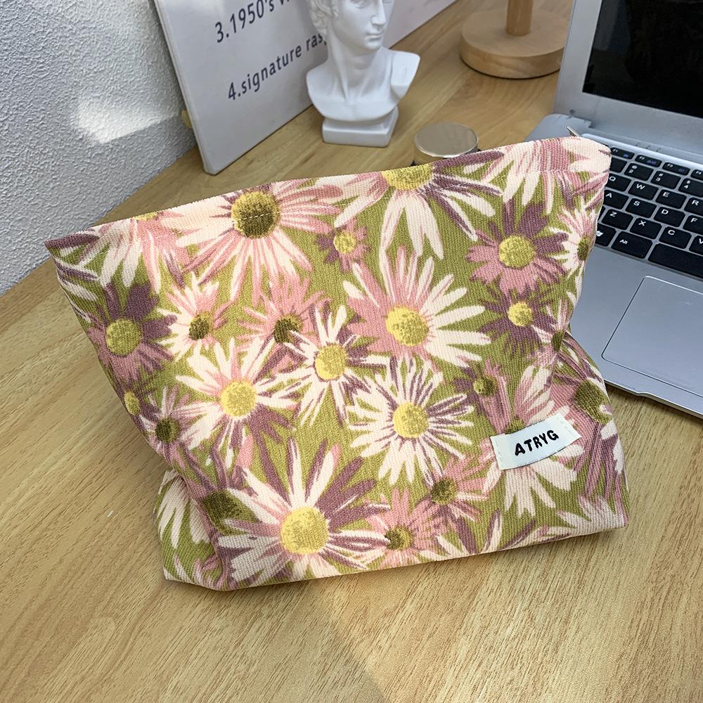 

Свежая и маленькая косметичка с цветочным принтом, большая вместительная портативная сумка для хранения, сумка-клатч жёлтый