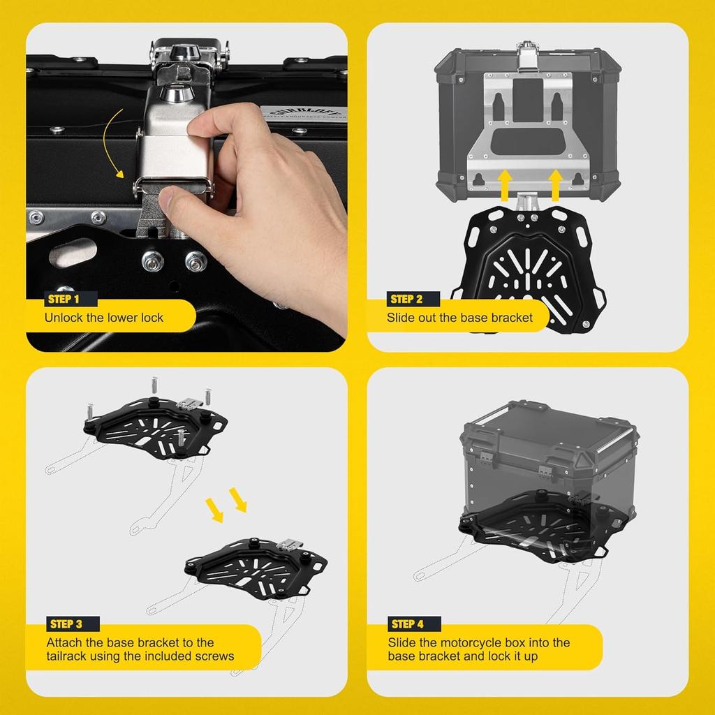 45L Universal Black Motorcycle Tail Storage Box Motorcycle Helmet Box With Reflective Design Waterproof Storage Carrier